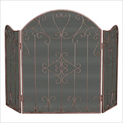 Uniflame 3 Fold Vintage Copper Ornate Screen