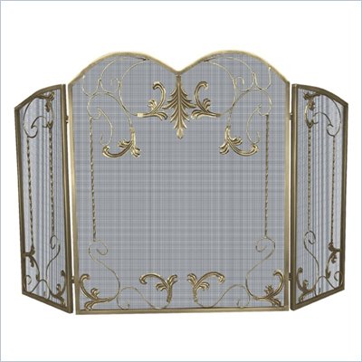 Uniflame 3 Panel Polished Iron Ornate Screen