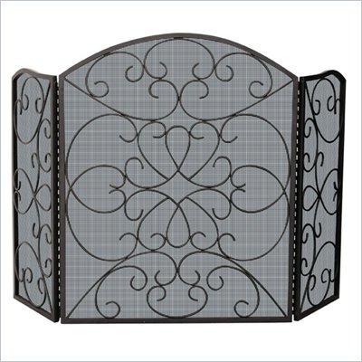 Uniflame 3 Fold Bronze Screen With Scroll Design
