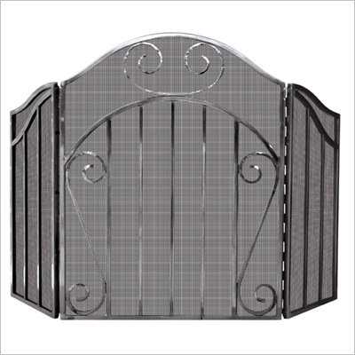 Uniflame 3 Panel Heavy Pewter Screen with Decorative Scroll