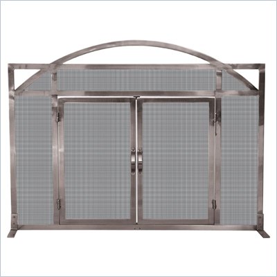 Uniflame Single Panel Curved Pewter Screen With Doors