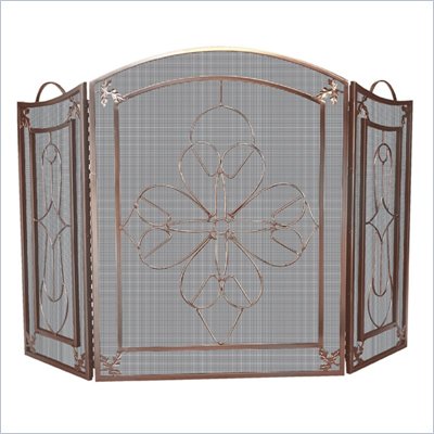 Uniflame 3 Fold Venetian Bronze Screen With Floral Design