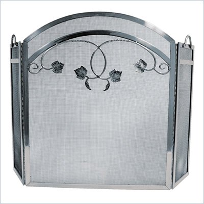 Uniflame 3 Fold Pewter Wrought Iron Top Leaf Design Screen