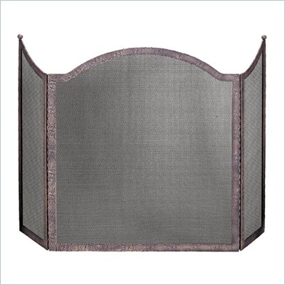 Uniflame 3 Panel Antique Rust Wrought Iron Screen with Textured Finish