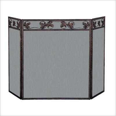 Uniflame 3 Panel Antique Rust Finish Wrought Iron Screen with Leaves