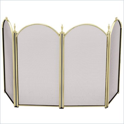 Uniflame 4 Fold 25 Inch Height Mini Polished Brass Screen