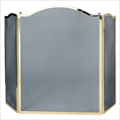 Uniflame 3 Fold Polished Brass Screen With Center Arch