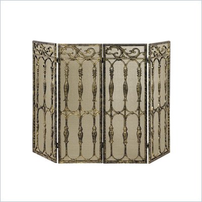 Uniflame 4 Fold Antique Gold Cast Aluminum Screen with Removable Mesh