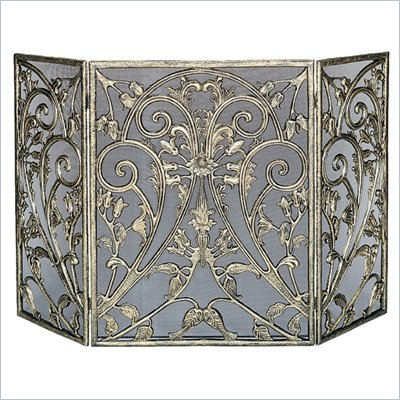 Uniflame 3 Panel Antique Gold Cast Aluminum Screen With Removable Mesh