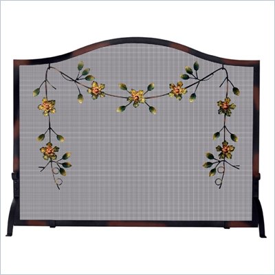 Uniflame Single Panel Burnished Bronze Screen with Decorative Flowers