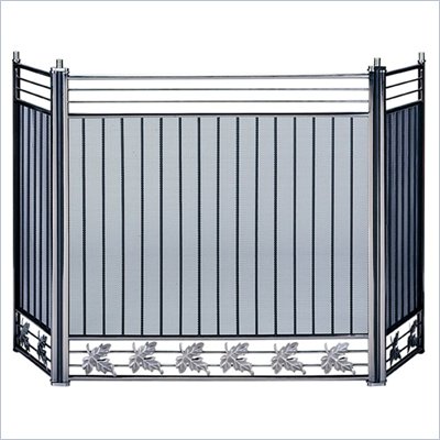 Uniflame 3 Fold Brushed Nickel & Black Square Screen with Leaves