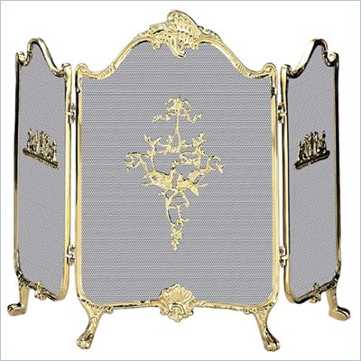 Uniflame 3 Fold Ornate Fully Cast Solid Brass Screen