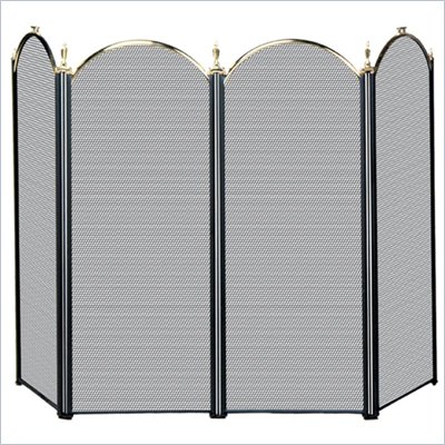 Uniflame 4 Fold Polished Brass/Black Screen
