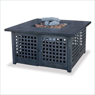 Uniflame Outdoor Square LP Gas Fireplace with Tile Mantel