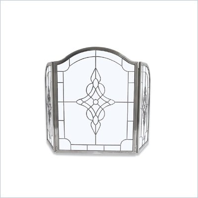 Uniflame 3 Fold Pewter Leaded Glass Screen