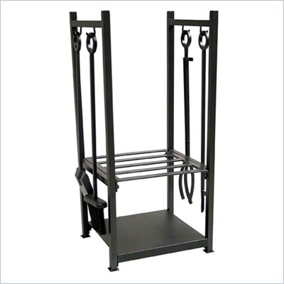 Uniflame Black Wrought Iron Log Rack with Tools