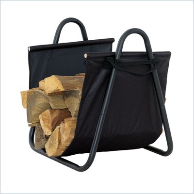 Uniflame Black Log Holder with Heavy Canvas Carrier