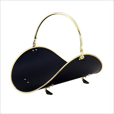 Uniflame 21 Inch Polished Brass/Black Woodbasket