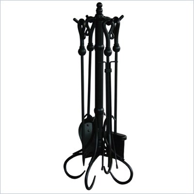 Uniflame 5 Piece Black Wrought Iron Fireset