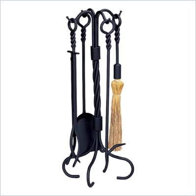 Uniflame 5 Piece Black Wrought Iron Ring and Swirl Fireset