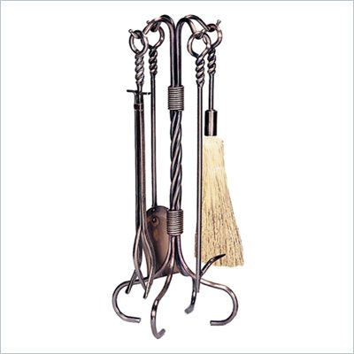 Uniflame 5 Piece Antique Copper Wrought Iron Fireset