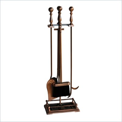 Uniflame 5 Piece Satin Copper Fireset with Dancing Lady Base