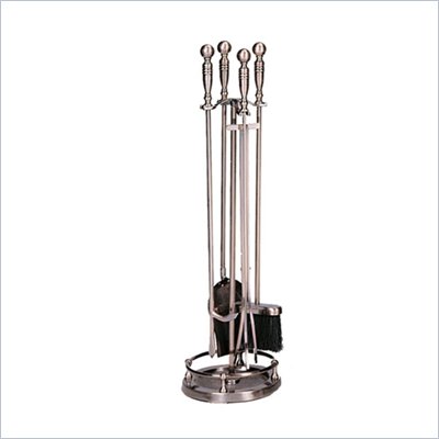 Uniflame 5 Piece Antique Copper Finish Solid Brass Fireset