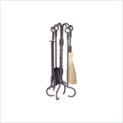 Uniflame 5 Piece Bronze Fireset with Ring/Swirl Handles