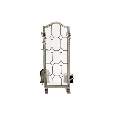 Uniflame 5 Piece Pewter Leaded Glass Fireset