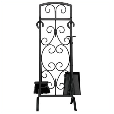 Uniflame 5 Piece Graphite Finish Fireset with Scrolls