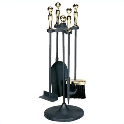 Uniflame 5 Piece Polished Brass/Black Stoveset