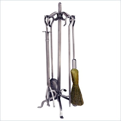 Uniflame 5 Piece Stainless Steel Fireset with Crook Handles