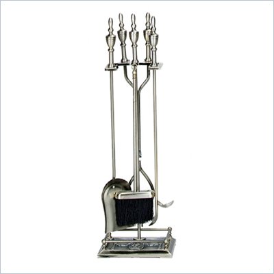Uniflame 5 Piece Antique Brass Fireset