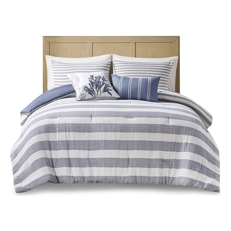 Gray and White Striped Oversized Twin Comforter Set Refined Gray