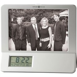 Howard Miller Newton Table Desk LCD Alarm Clock in Silver Satin