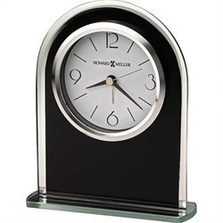 Howard Miller Ebony Luster Table Desk Clock in Black and Silver