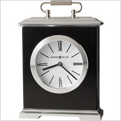 Howard Miller Revere Table Desk Clock in Black Satin and Silver