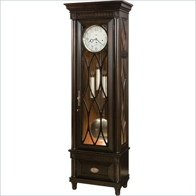 Howard Miller Crawford Grandfather Clock in Worn Black Finish