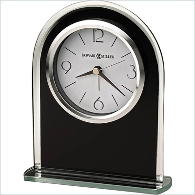 Howard Miller Ebony Luster Table Desk Clock in Black and Silver  