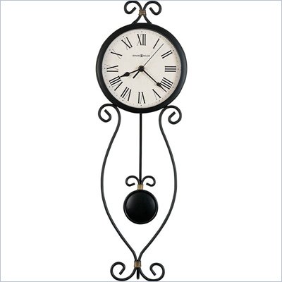 Howard Miller Ivana Wall Clock in Antique Black with Gold Highlights