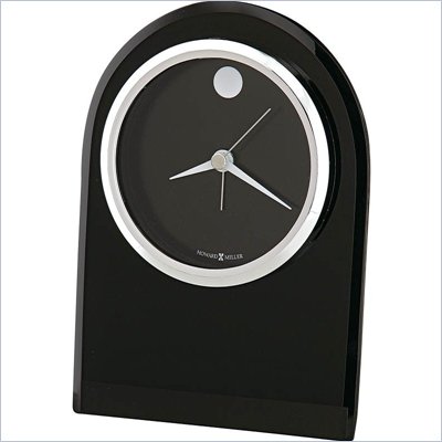 Howard Miller Logan Table Desk Alarm Clock in Black and Silver