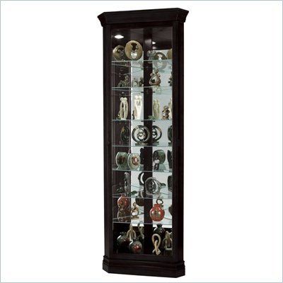 Howard Miller Duane Corner Curio Cabinet in Black Satin