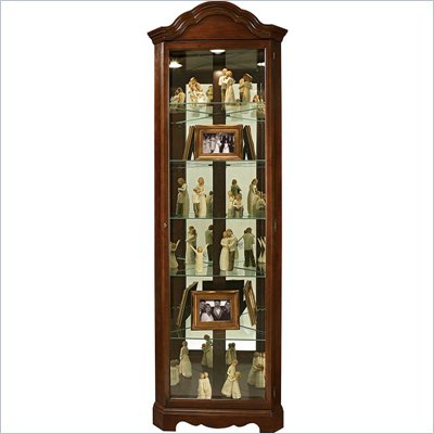 Howard Miller Murphy Corner Curio Cabinet in Cherry Bordeaux
