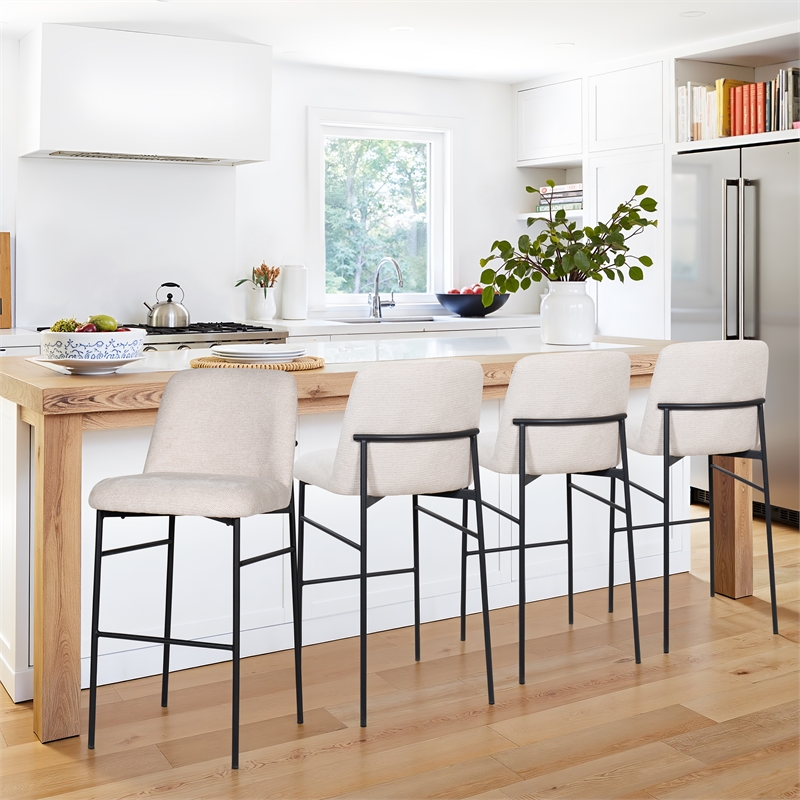 New Classic Furniture Erik Fabric Upholstered Bar Stool in Beige