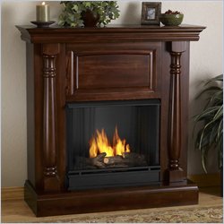 Real Flame Pillar Mahogany Gel Fuel Fireplace