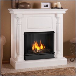 Real Flame Pillar White Gel Fuel Fireplace