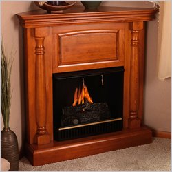 Real Flame Pillar Oak Gel Fuel Corner Fireplace