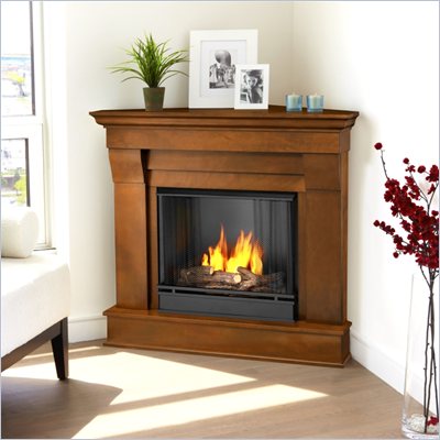 Real Flame Chateau Gel Corner Fireplace in Espresso Finish
