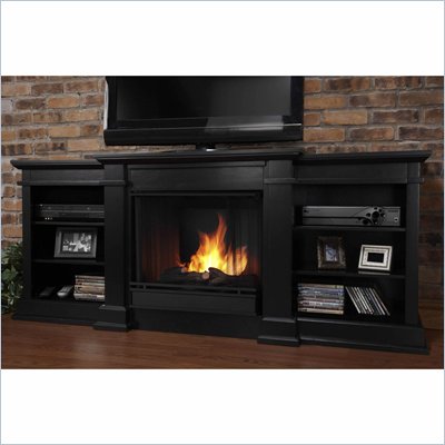 Real Flame Fresno Indoor Gel TV Stand Fireplace in Black