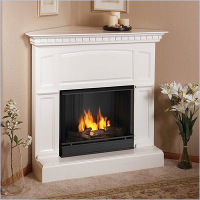 Real Flame Heritage White Gel Fuel Corner Fireplace